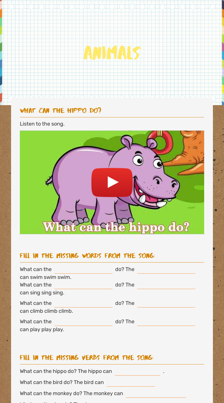 Animals worksheet preview image