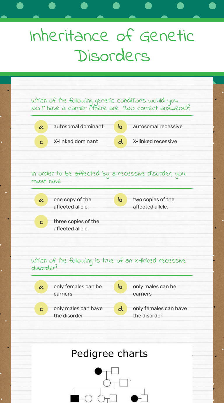 Inheritance of Disorders Interactive Worksheet by Lori Latham