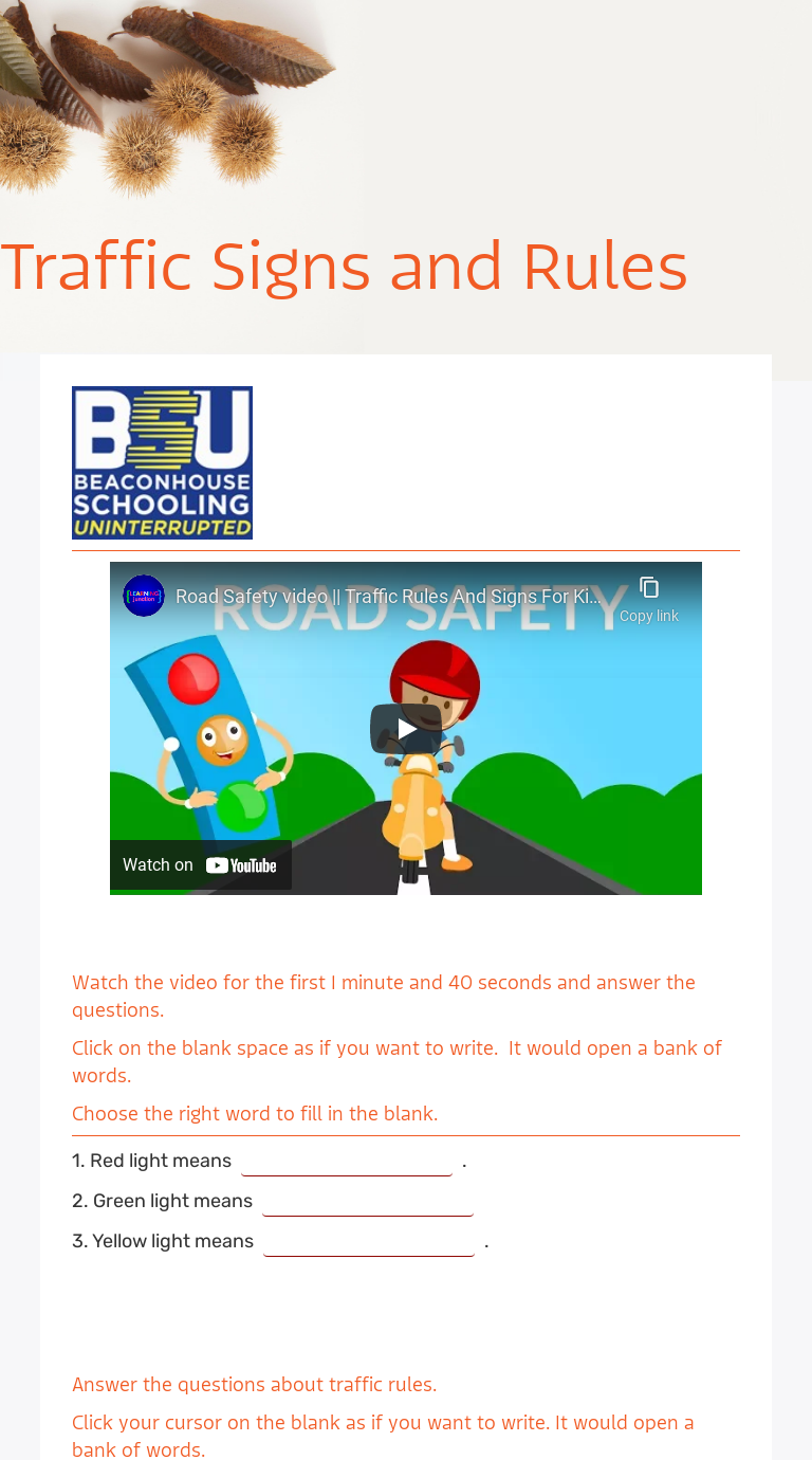 Traffic Signs and Rules worksheet preview image