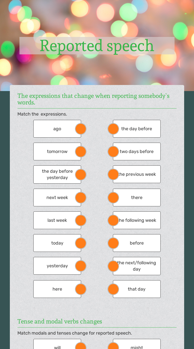 Reported speech Interactive Worksheet by Sofía Royo Wizer.me