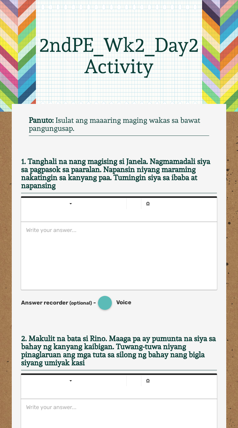 2ndPE_Wk2_Day2 Activity worksheet preview image