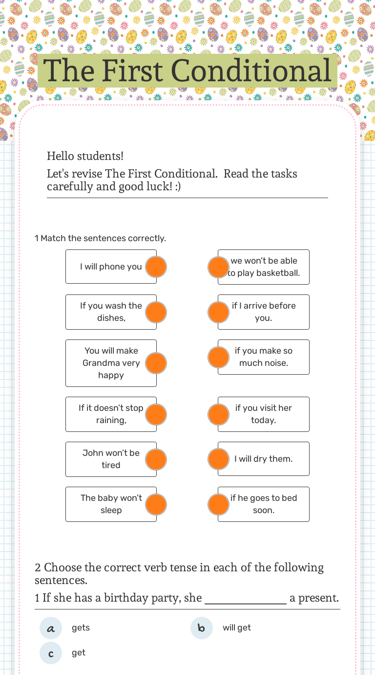 The First Conditional by Ines Matušin | Interactive Worksheet | Wizer.me