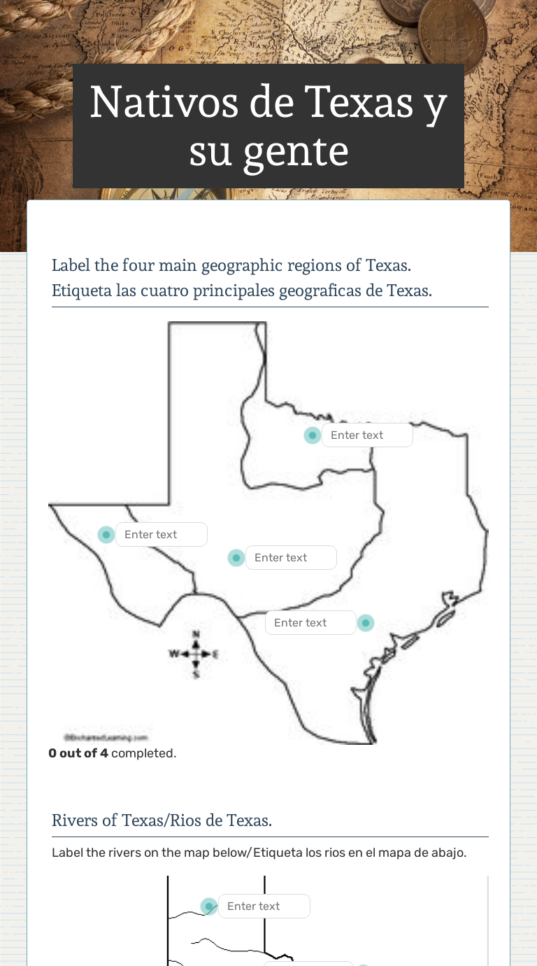 Nativos de Texas y su gente Grade 4 worksheet preview