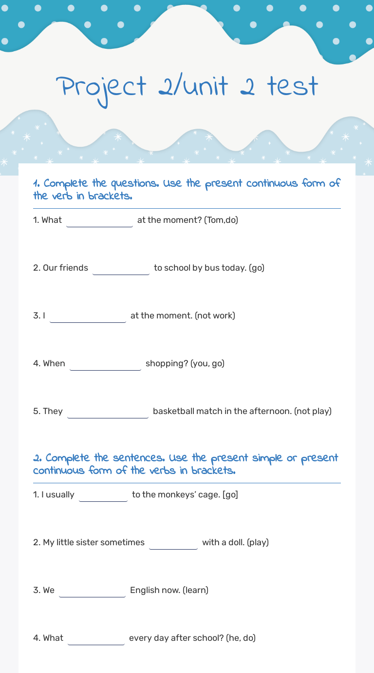 Project 2/unit 2 test worksheet