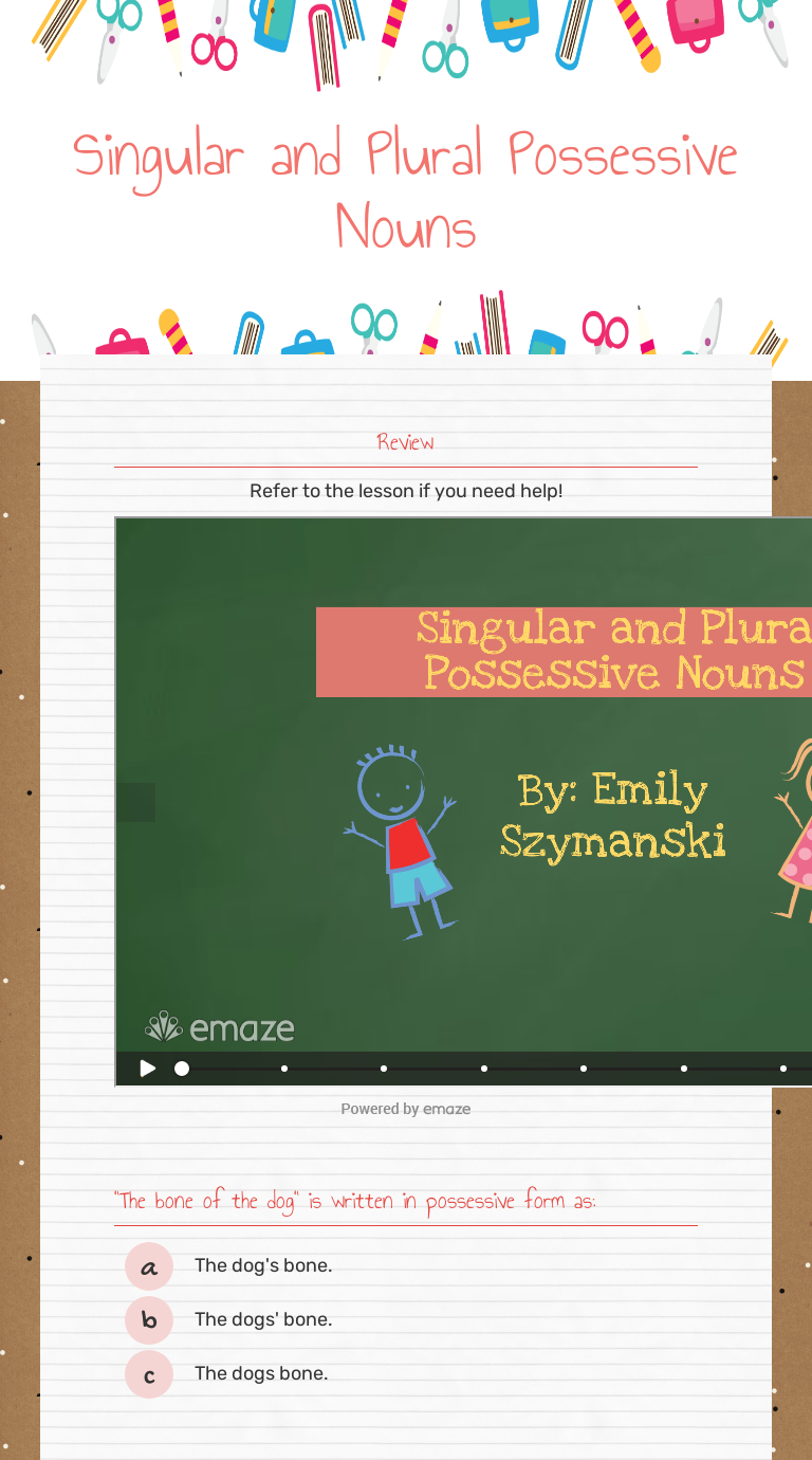 Singular and Plural Possessive Nouns Interactive Worksheet by
