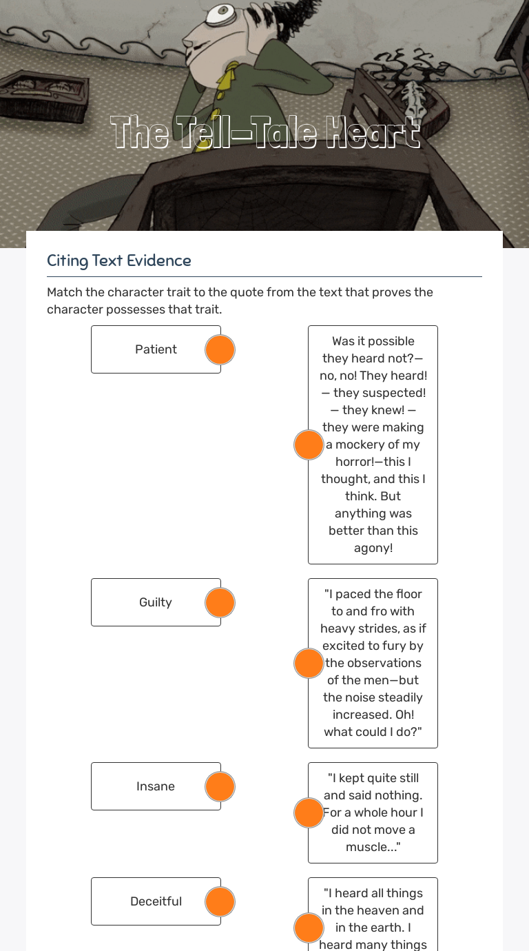 The Tell-Tale Heart worksheet preview image