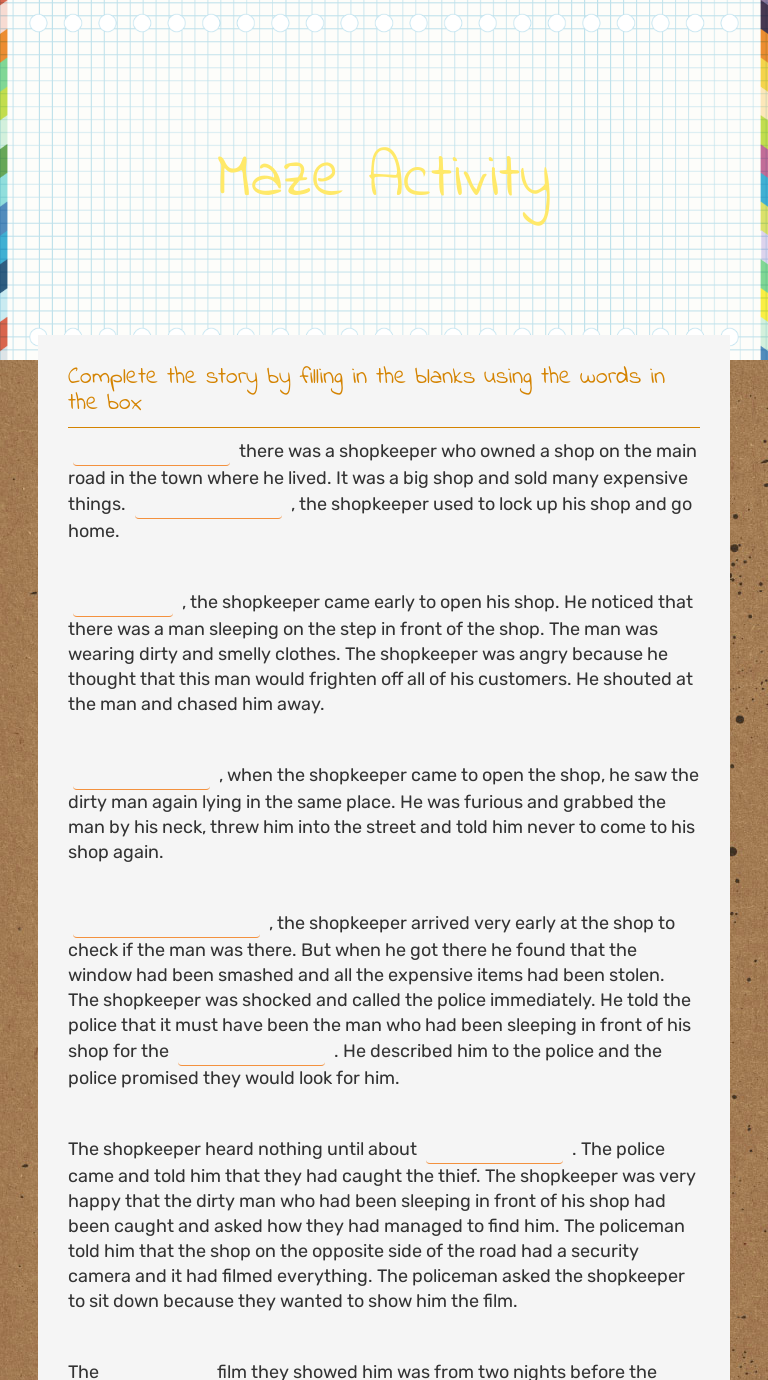 Maze Activity worksheet preview image