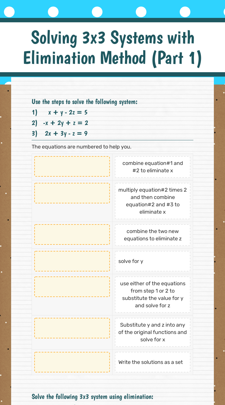 Solving 25x25 Systems with Elimination Method (Part 25)  Interactive Inside Solving For Y Worksheet