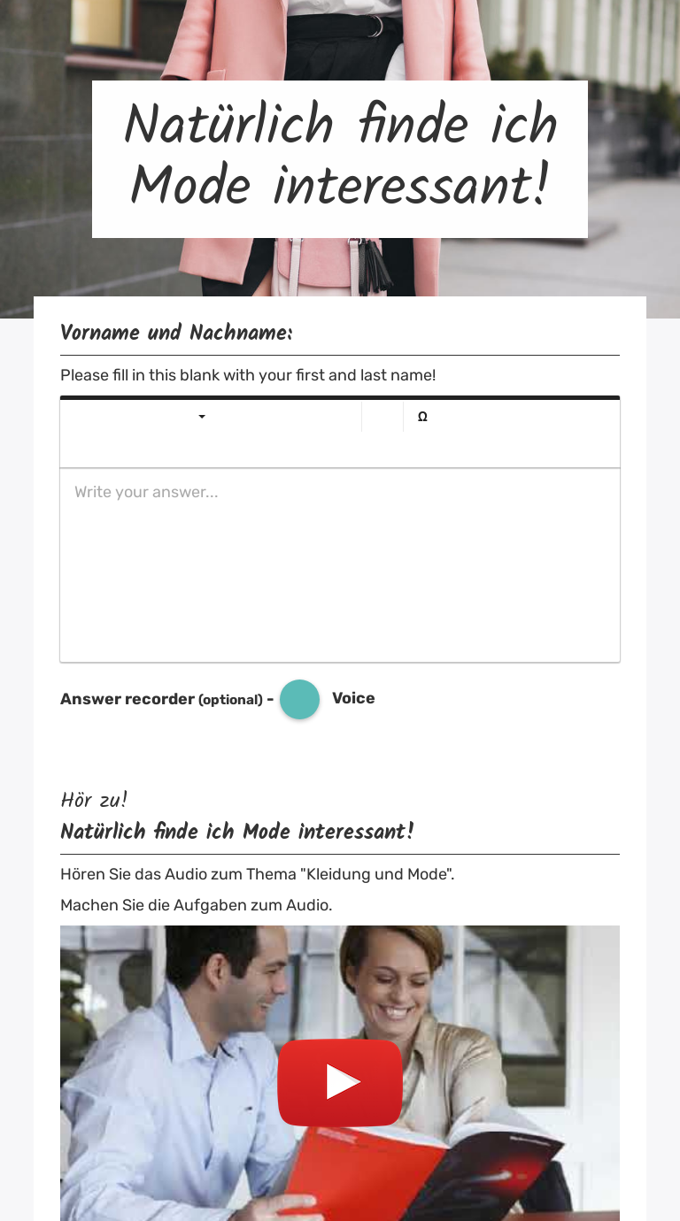 Natürlich finde ich Mode interessant! worksheet preview image