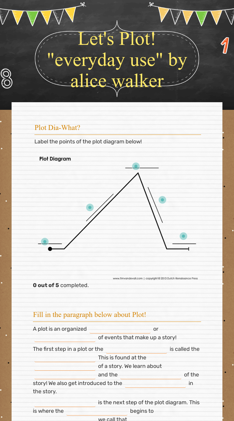 Let's Plot! "everyday use" by alice walker | Interactive Worksheet by