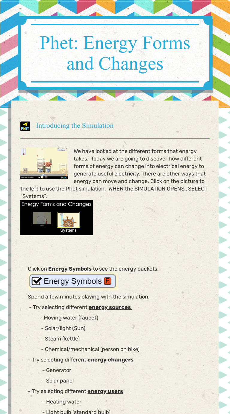 Phet: Energy Forms And Changes | Interactive Worksheet By JoEllen ...