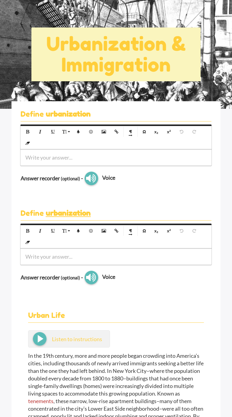 Urbanization & Immigration | Interactive Worksheet by Morgan