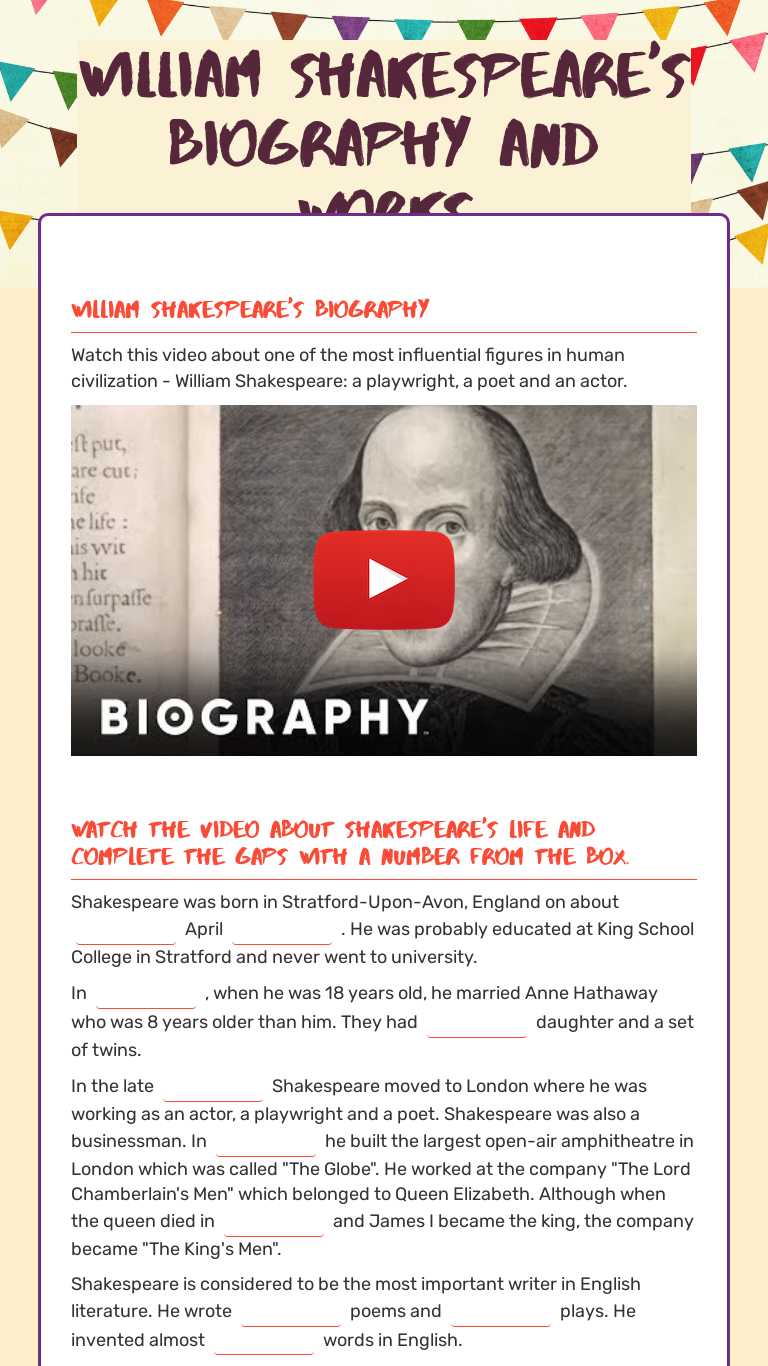 biography of shakespeare slideshare