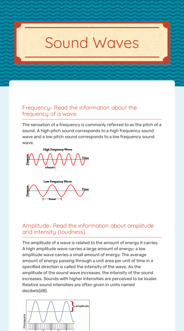 Sound Waves | Interactive Worksheet by Gayle Waldrip | Wizer.me