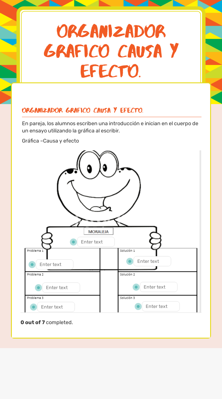 Organizador Grafico Causa y EFECTO. worksheet preview image