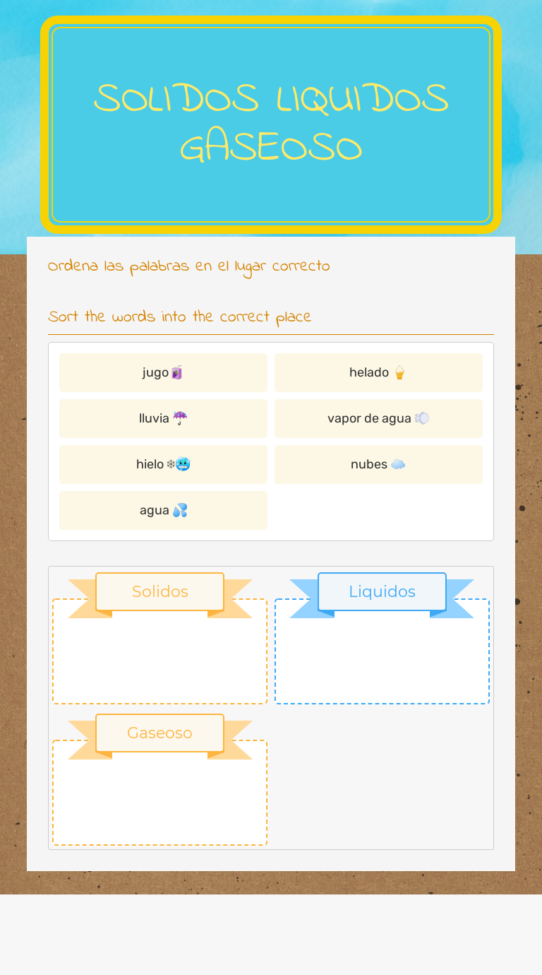 Solidos 
liquidos
gaseoso worksheet preview image