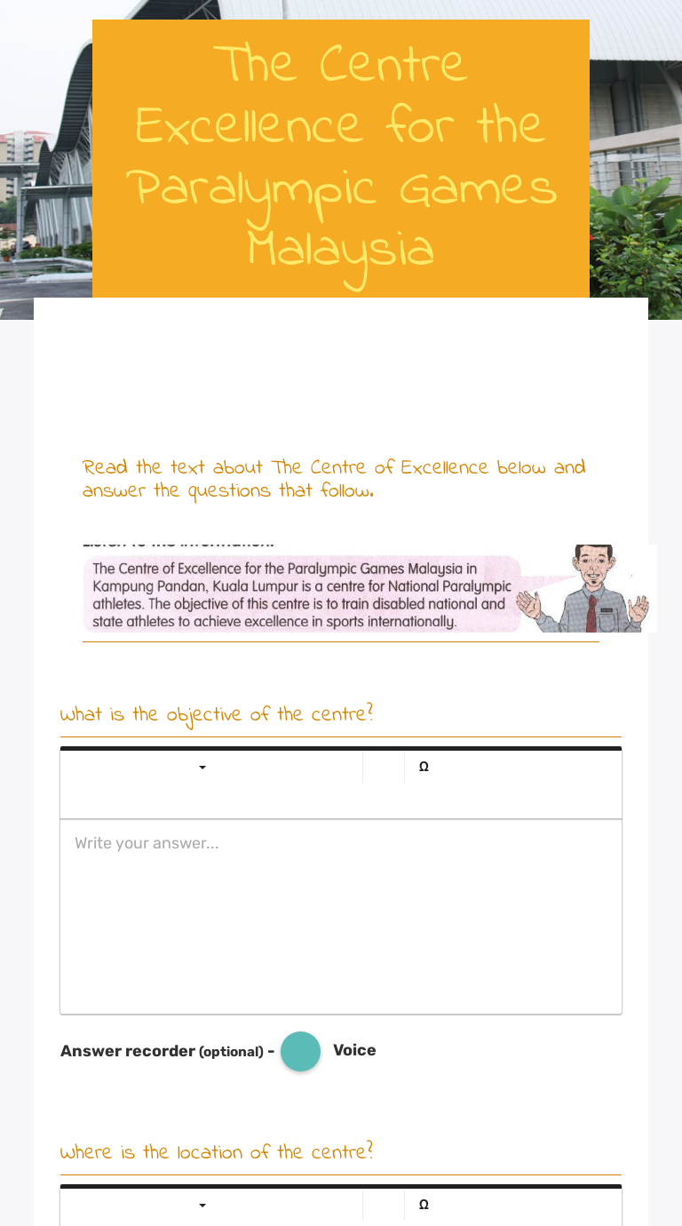 The Centre Excellence for the Paralympic Games Malaysia worksheet preview image
