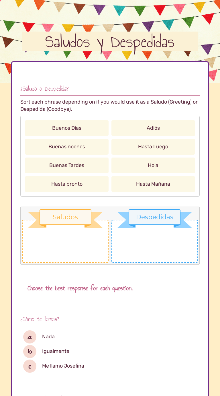 Saludos y Despedidas Interactive Worksheet by Liz Brisson Wizer me Saludos y Despedidas Interactive Worksheet by Liz Brisson Wizer me