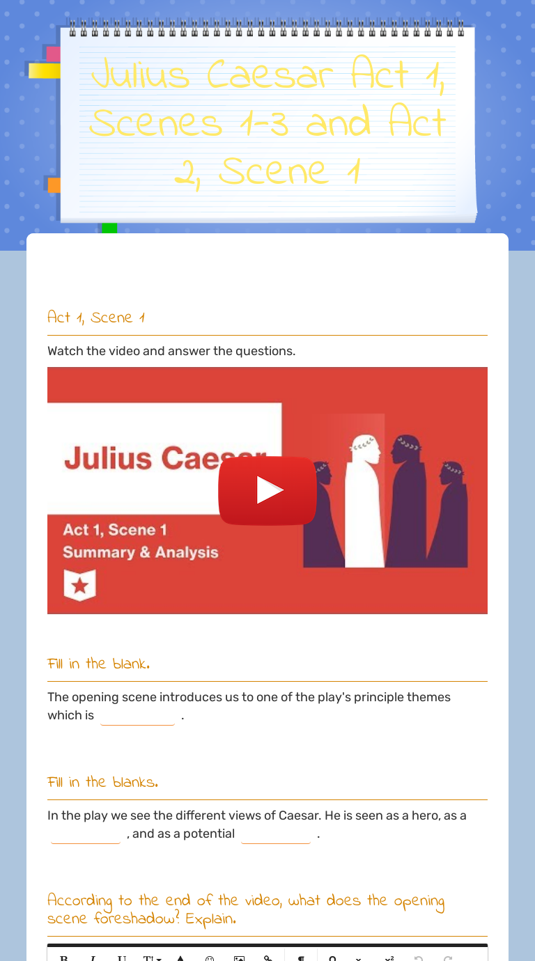 Julius Caesar Act 1, Scenes 1-3 And Act 2, Scene 1 | Interactive ...