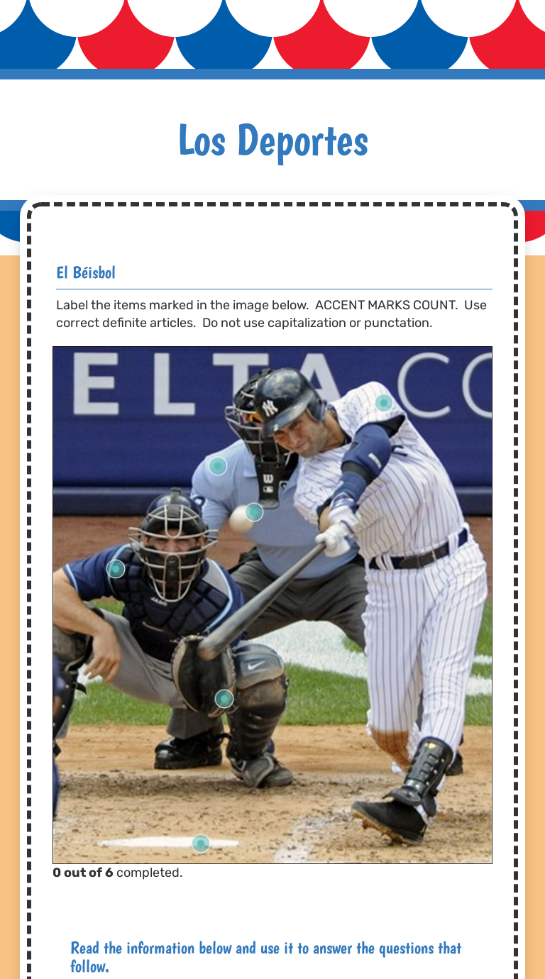 Los Deportes Grade 9 worksheet preview