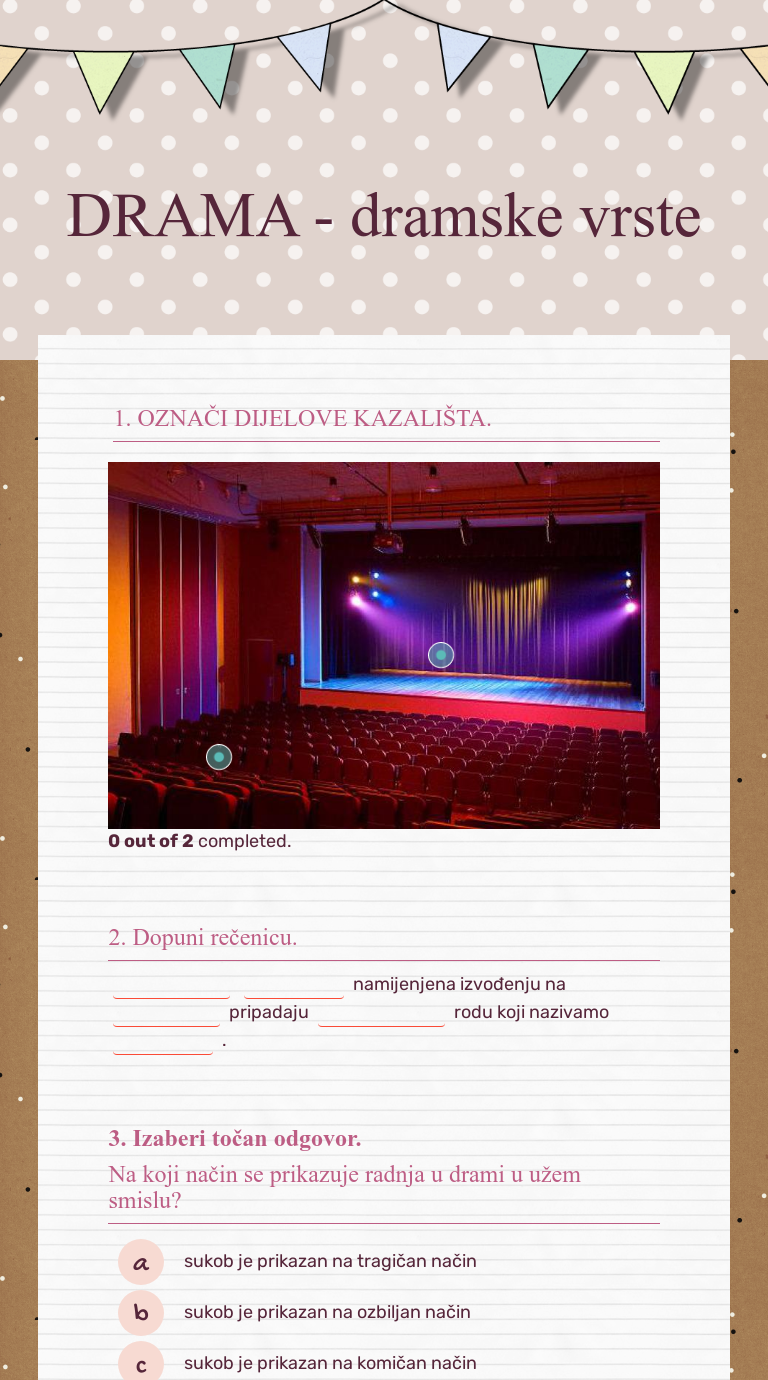 DRAMA - dramske vrste Grade 7 worksheet preview