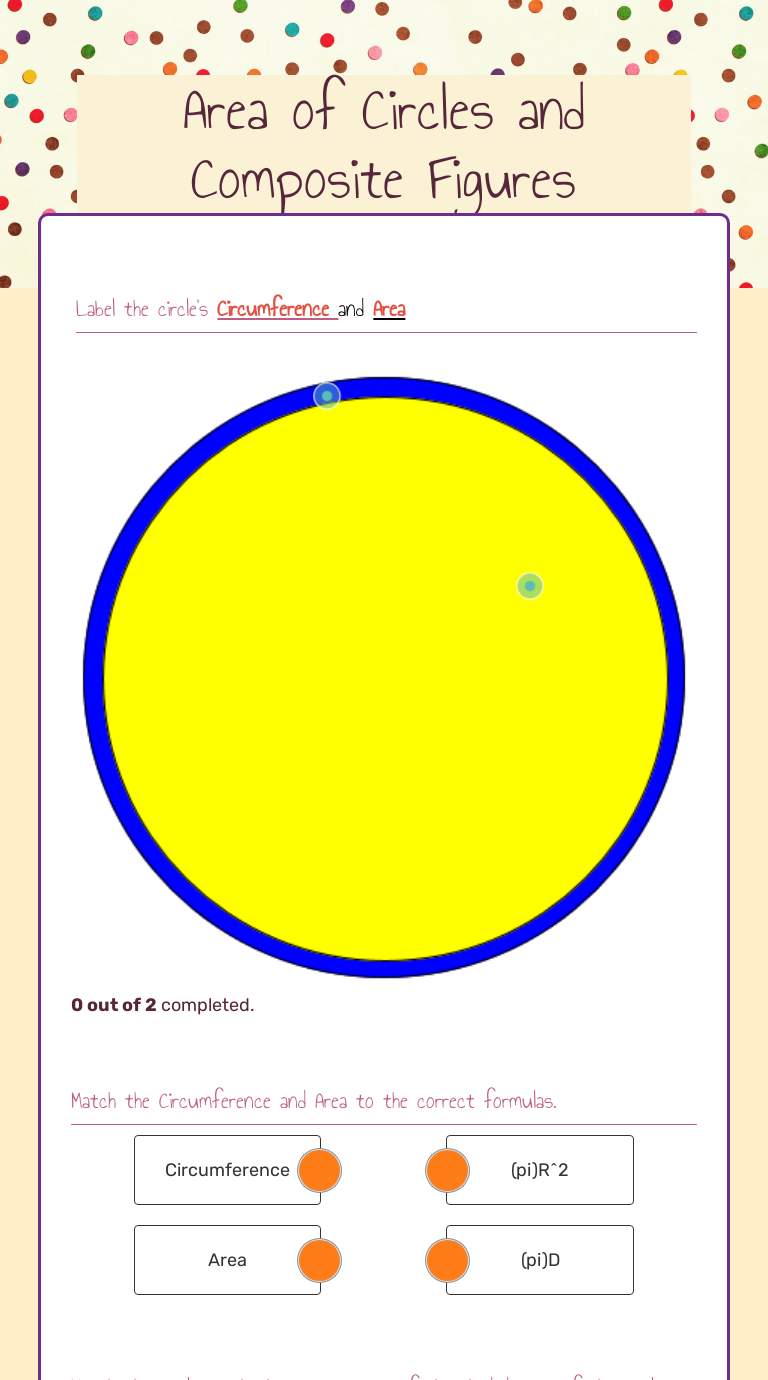 Area of Circles and Composite Figures worksheet preview image
