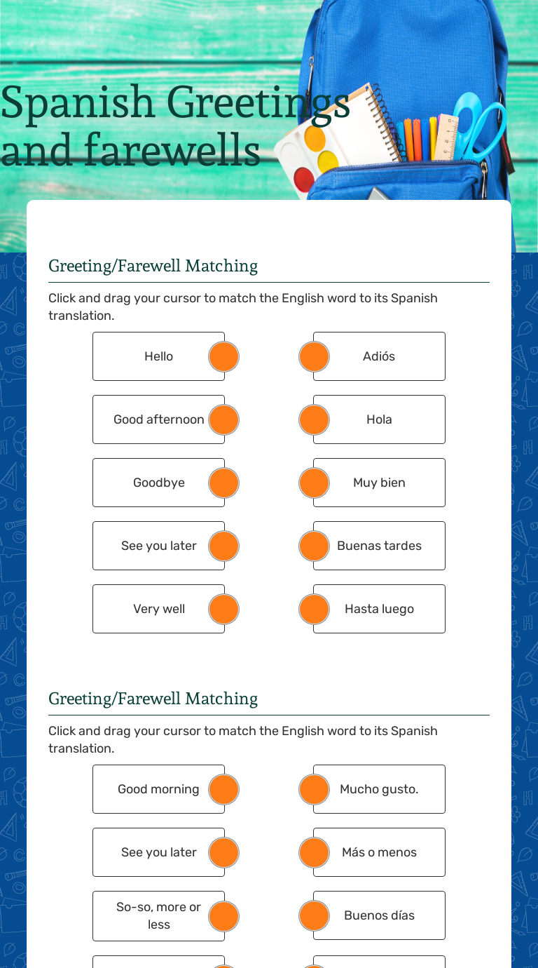 Spanish Greetings and farewells Interactive Worksheet by Lori Warfel