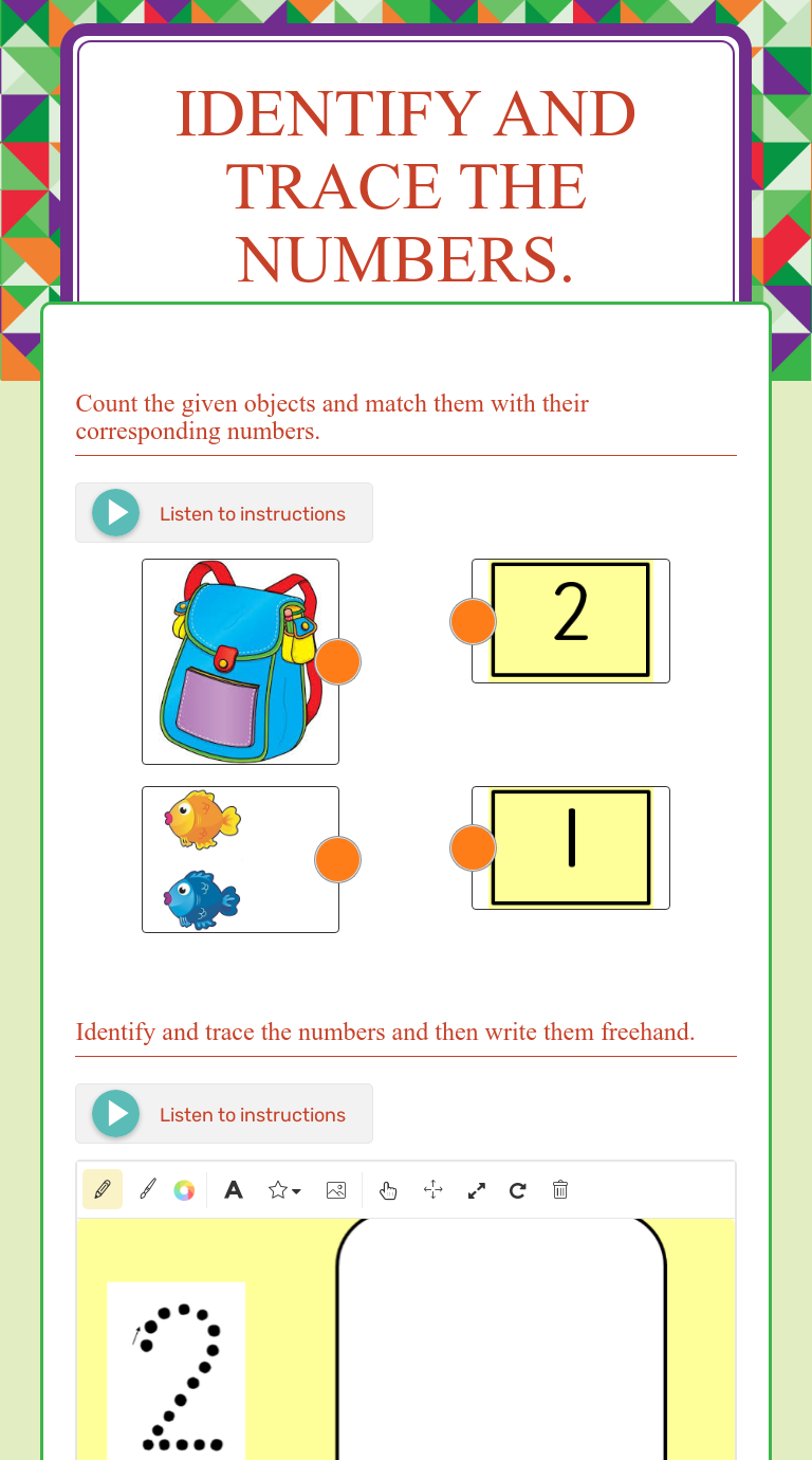 Identify and Trace the Numbers. worksheet