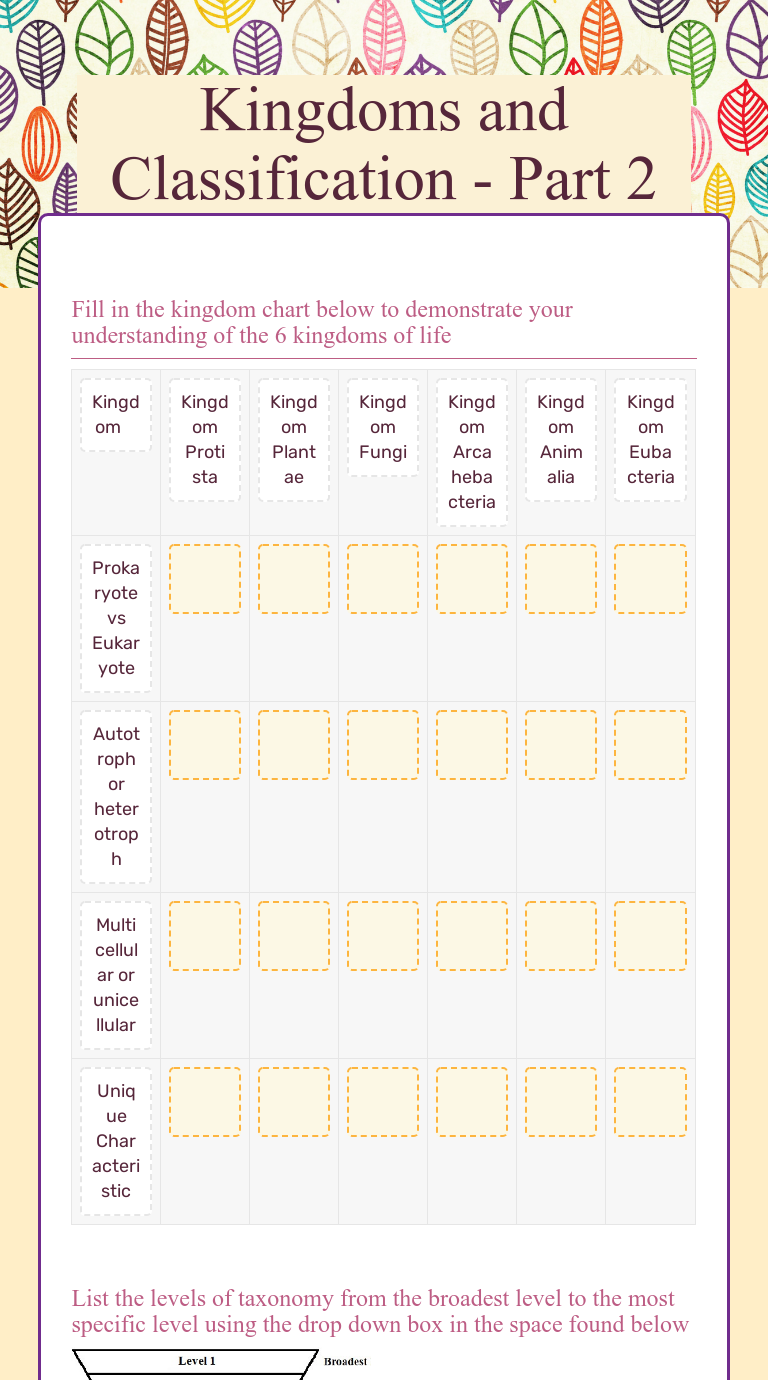 Kingdoms and Classification - Part 2 | Interactive Worksheet by Julie