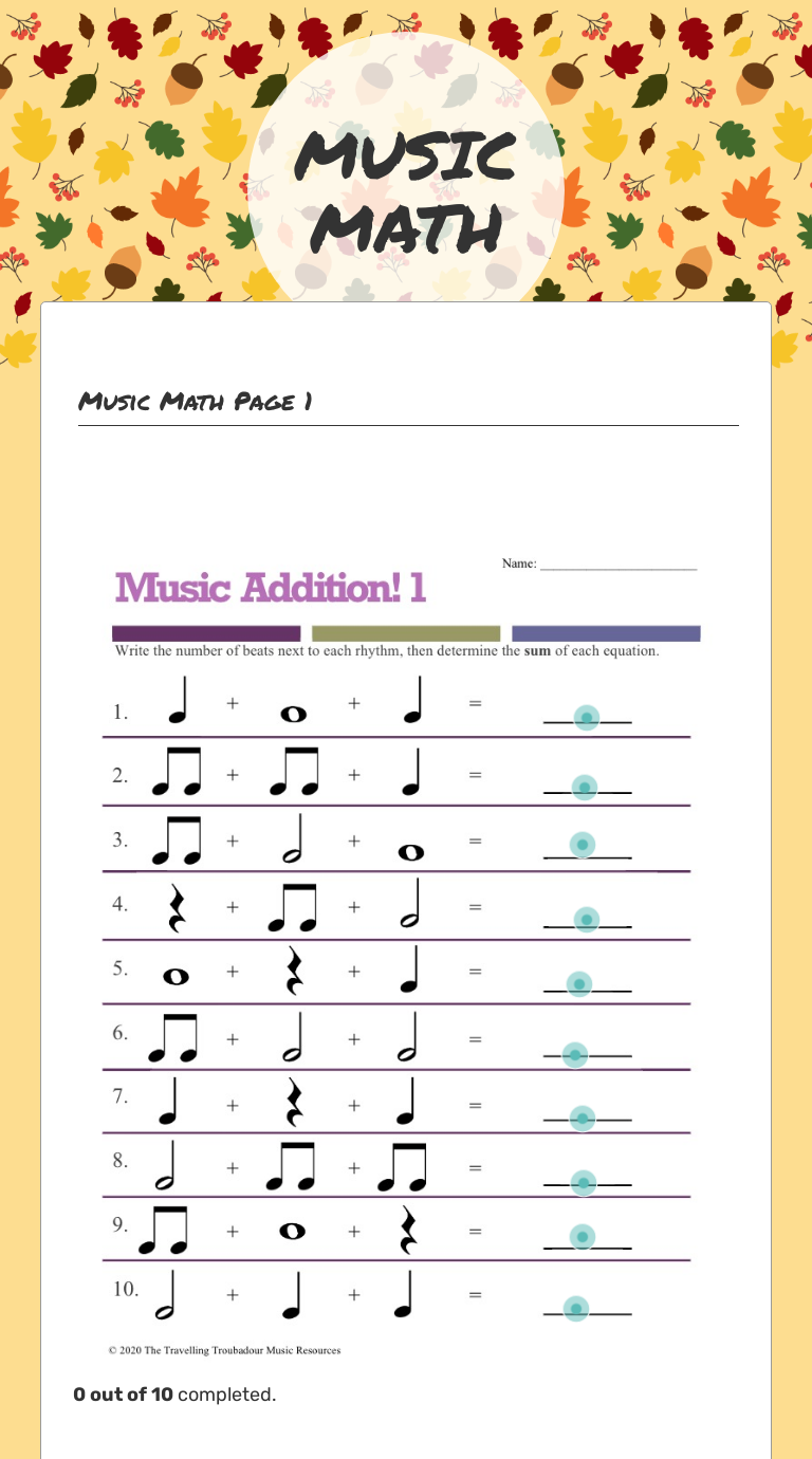 What Kind Of Music Math Worksheet