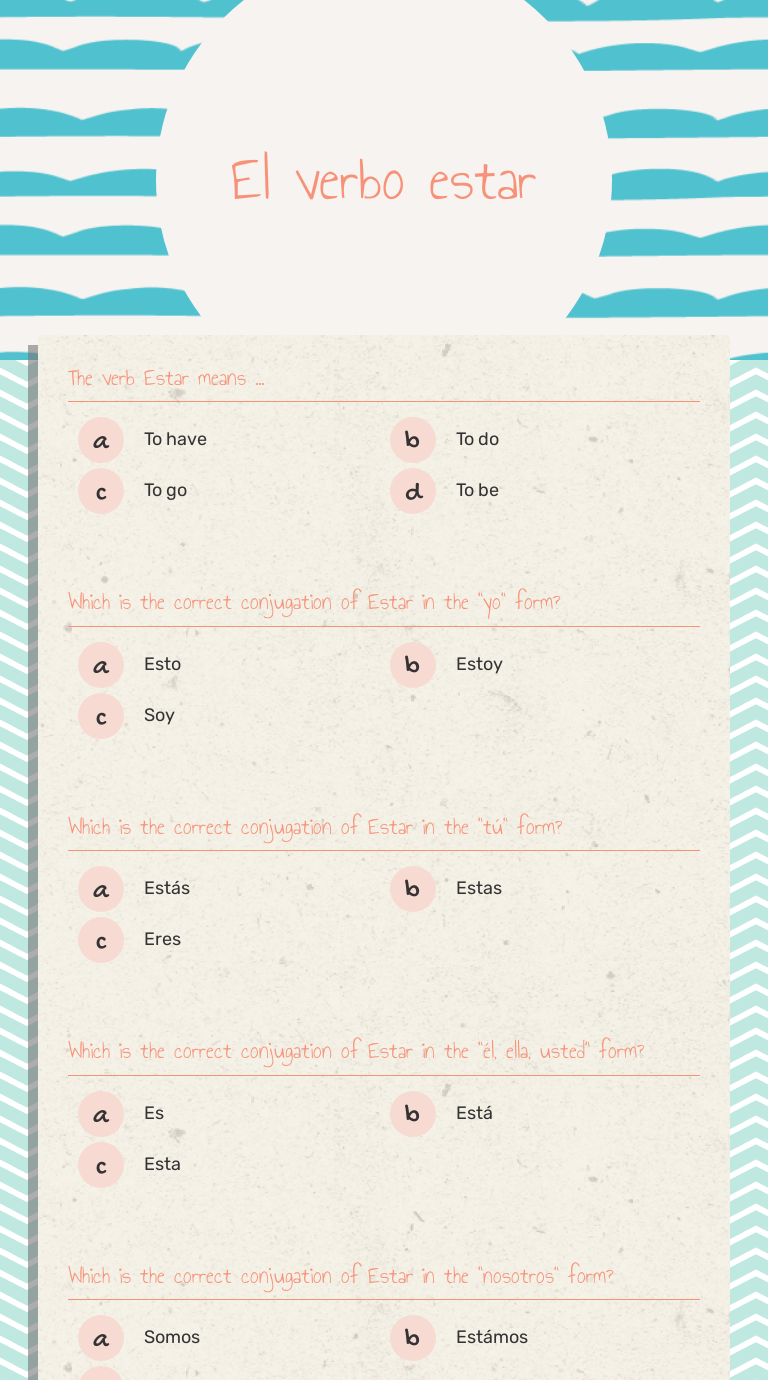 El Verbo Estar | Interactive Worksheet By Kaitlyn Konicki | Wizer.me