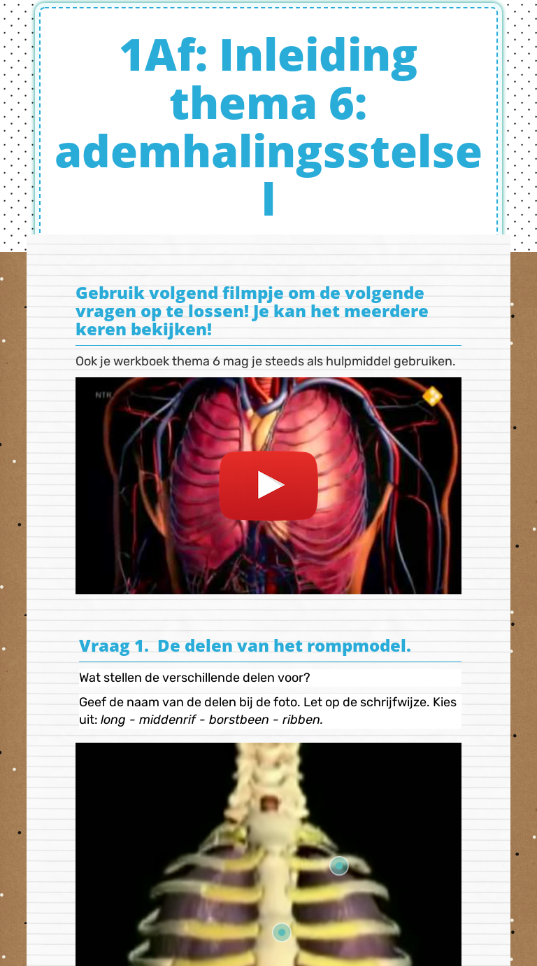 1Af: Inleiding thema 6: ademhalingsstelsel worksheet preview image