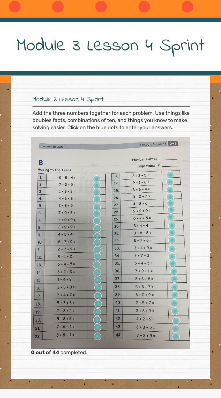 Module 3 Lesson 4 Sprint worksheet preview image
