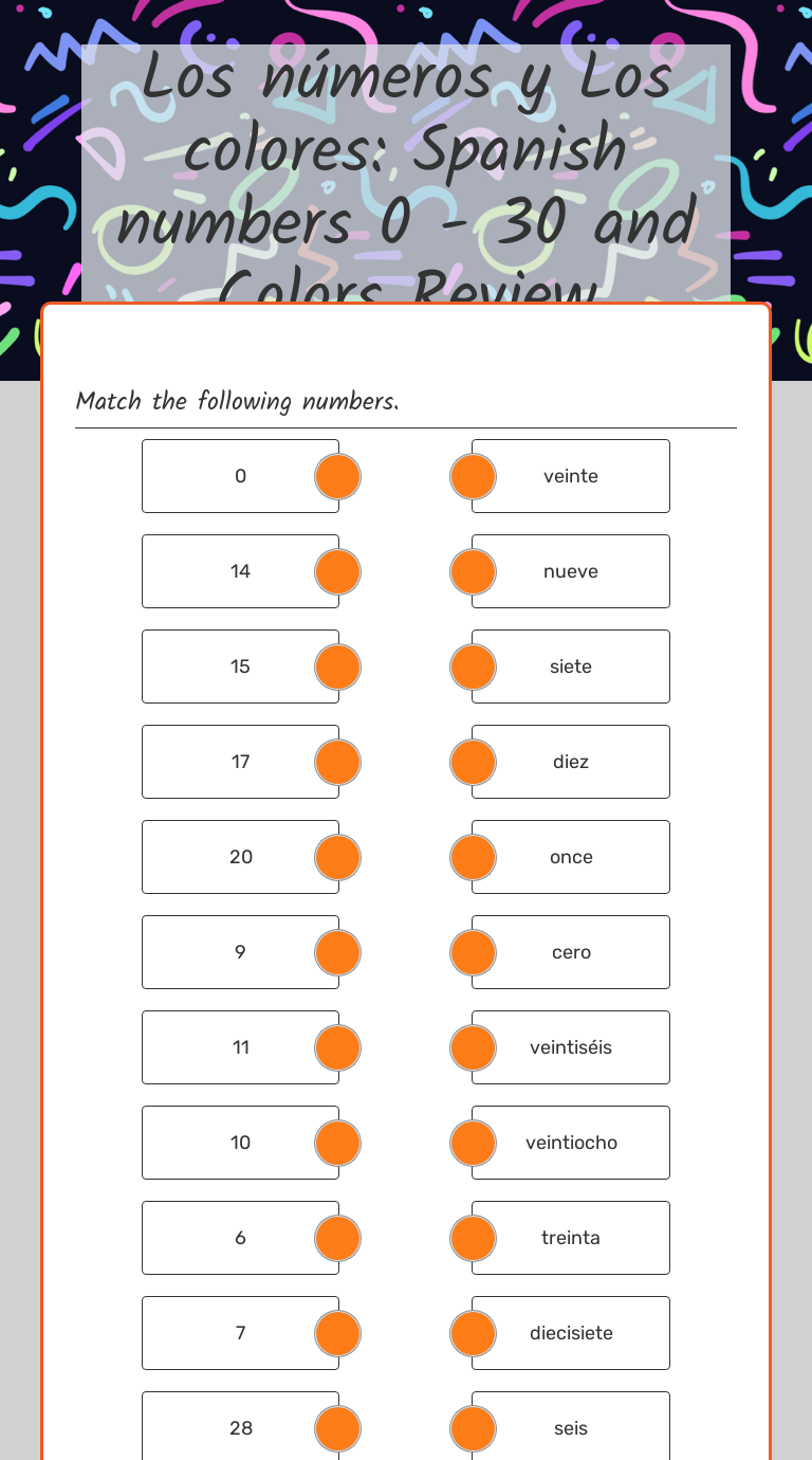 Numbers In Spanish 0 30