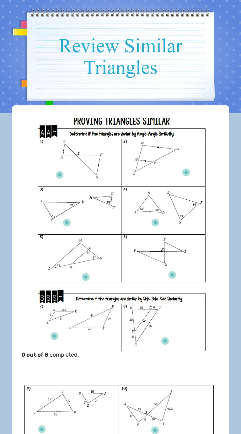 Review Similar Triangles Interactive Worksheet by Nadine Johnson Hamm