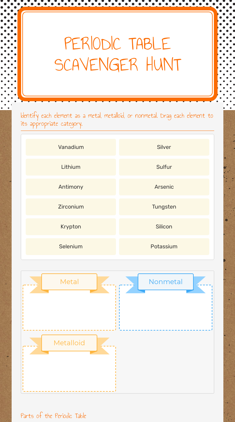 Periodic Table Scavenger HunT  Interactive Worksheet by Angelika In Periodic Table Scavenger Hunt Worksheet