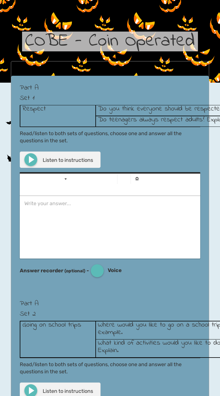 COBE - Coin Operated Grade 12 worksheet preview