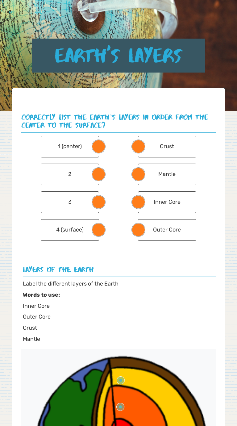 Earth's Layers worksheet preview image