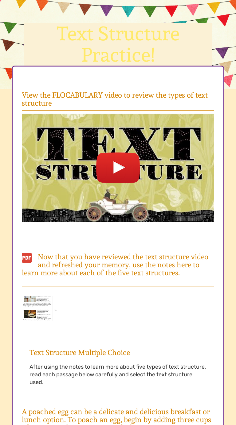 Text Structure Practice!  Interactive Worksheet by Jeanea Johnson Inside Text Structure Worksheet Pdf