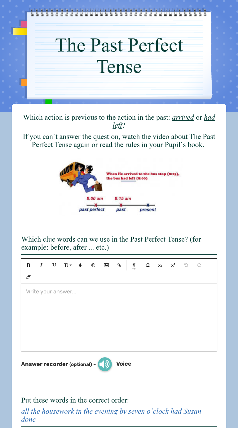 Past Tense Interactive Worksheet