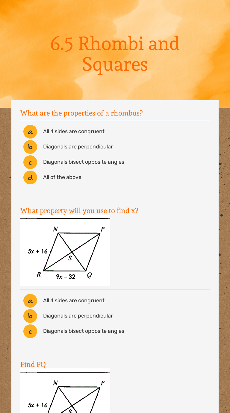 6 5 Rhombi and Squares Interactive Worksheet by Christy Wood Wizer me