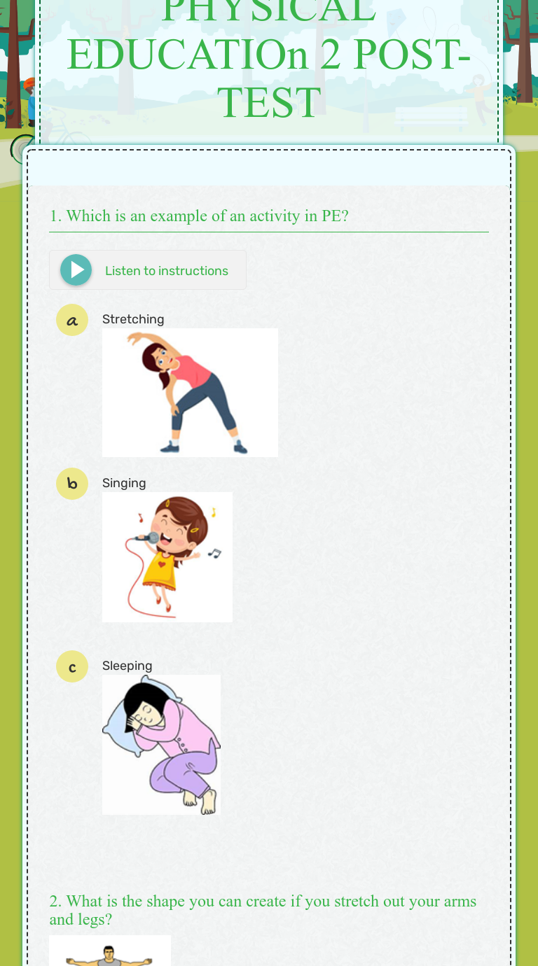 physical education 2 post test interactive worksheet by theanastasha danica ruaya wizer me