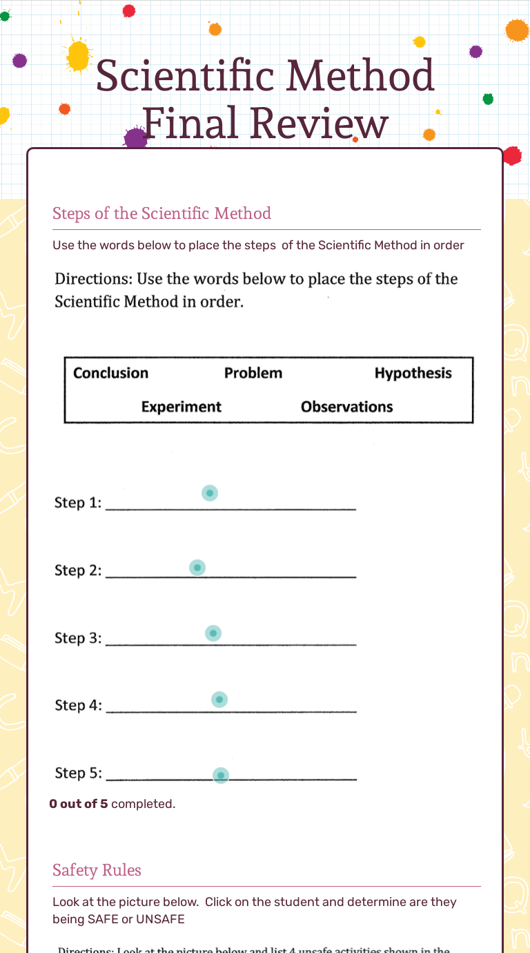 Scientific Method Final Review  Interactive Worksheet by In Scientific Method Steps Worksheet