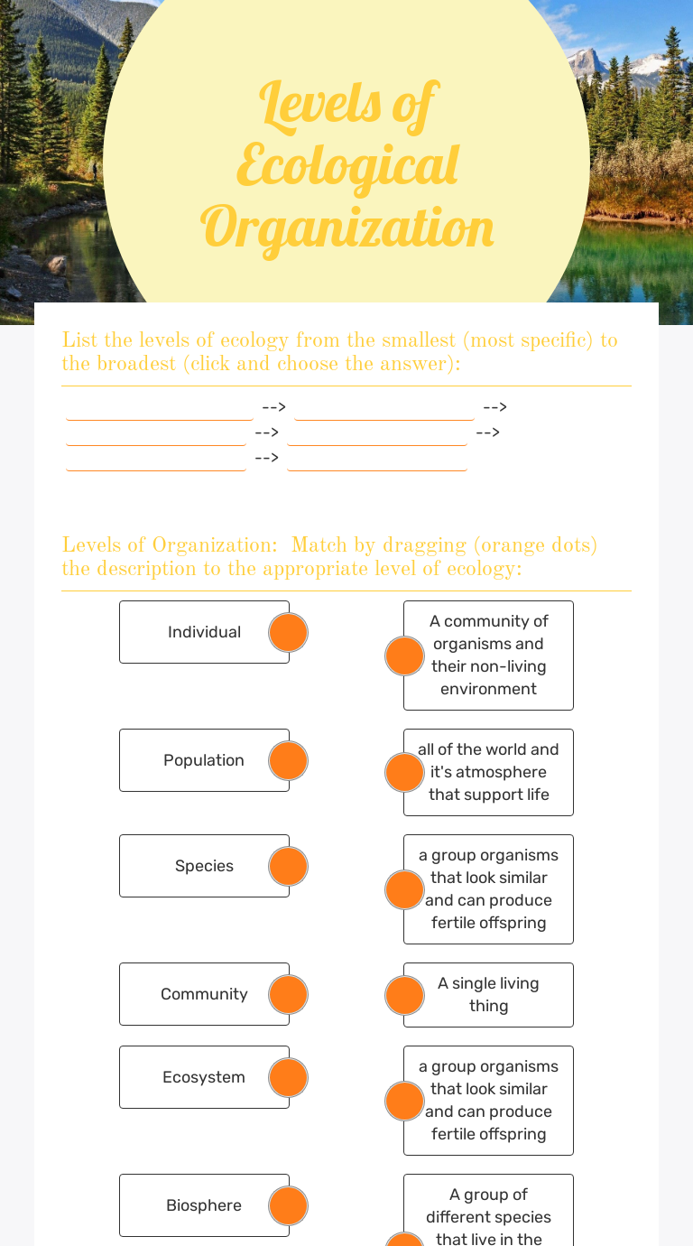 Levels of Ecological Organization  Interactive Worksheet by Laura With Levels Of Ecological Organization Worksheet