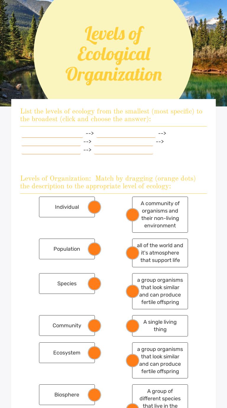 Levels of Ecological Organization  Interactive Worksheet by Laura With Regard To Levels Of Ecological Organization Worksheet
