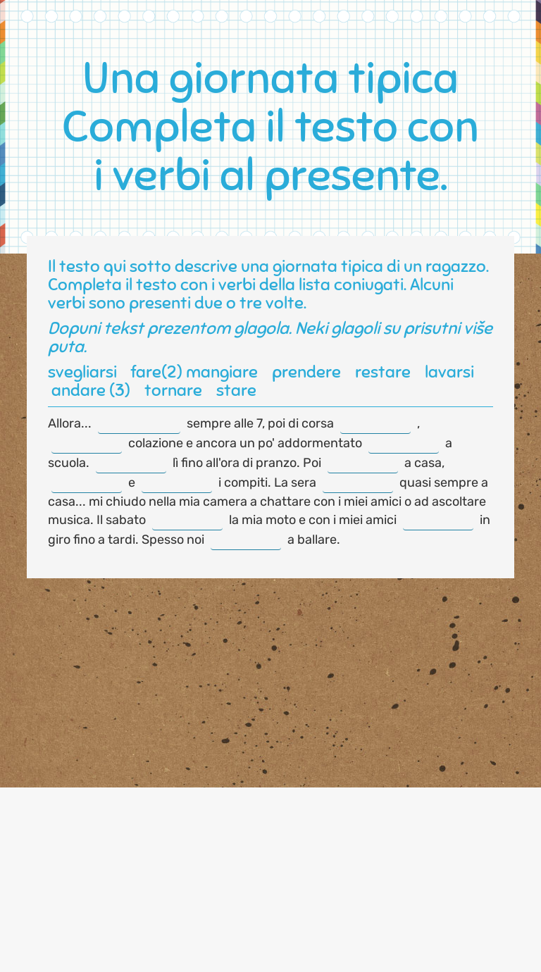 una-giornata-tipica-completa-il-testo-con-i-verbi-al-presente-interactive-worksheet-by