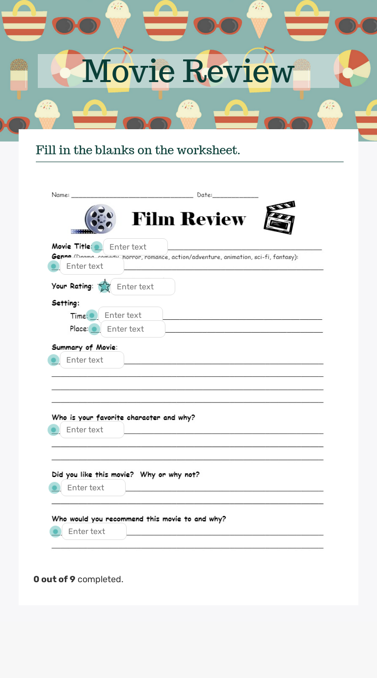 worksheet movie review
