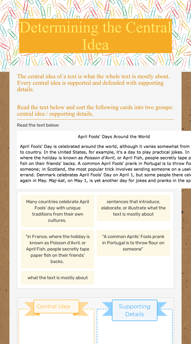 determining-the-central-idea-interactive-worksheet-by-katelyn-botta