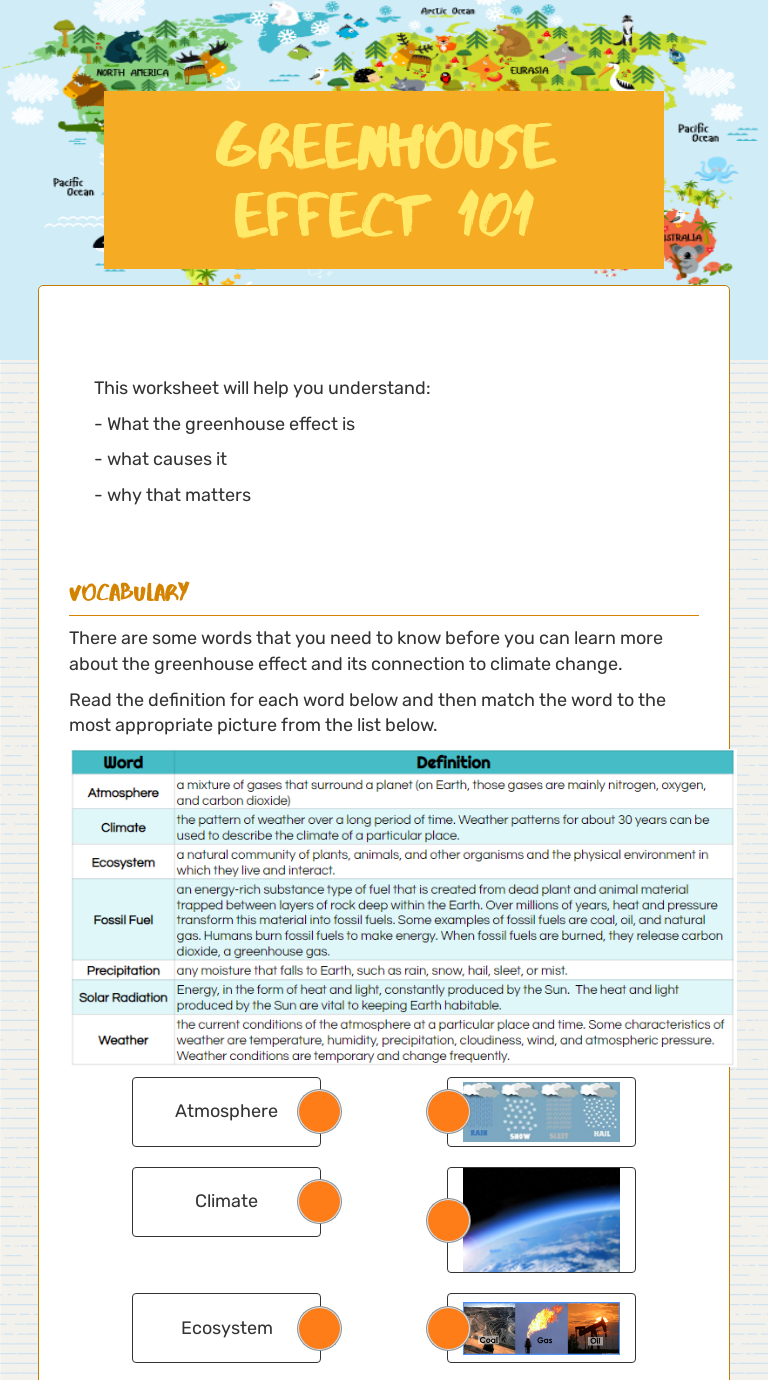 Greenhouse Effect 101 Interactive Worksheet by Miguel Morales Wizer.me