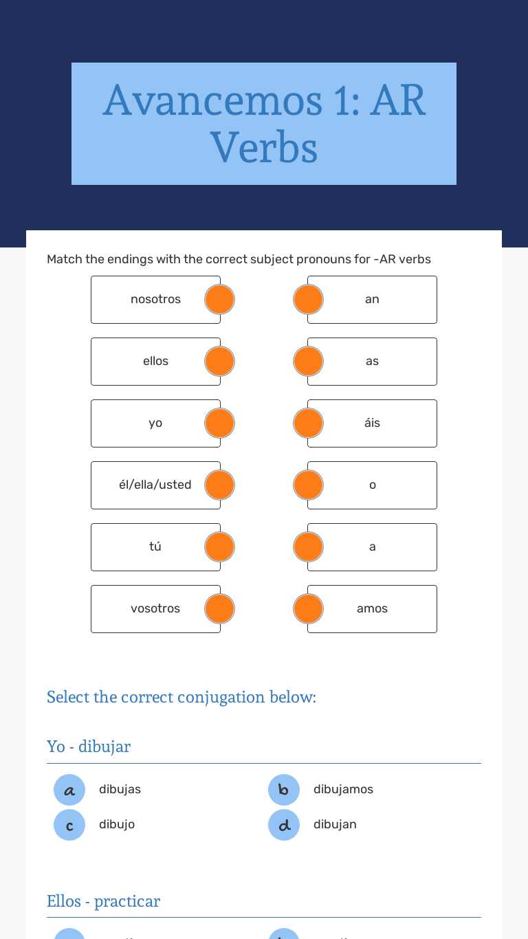 Avancemos 1 Stem Changing Verbs Worksheet